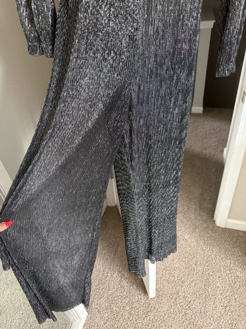 Lulu's Metallic Black Long-Sleeve Jumpsuit - Picture 4 of 4